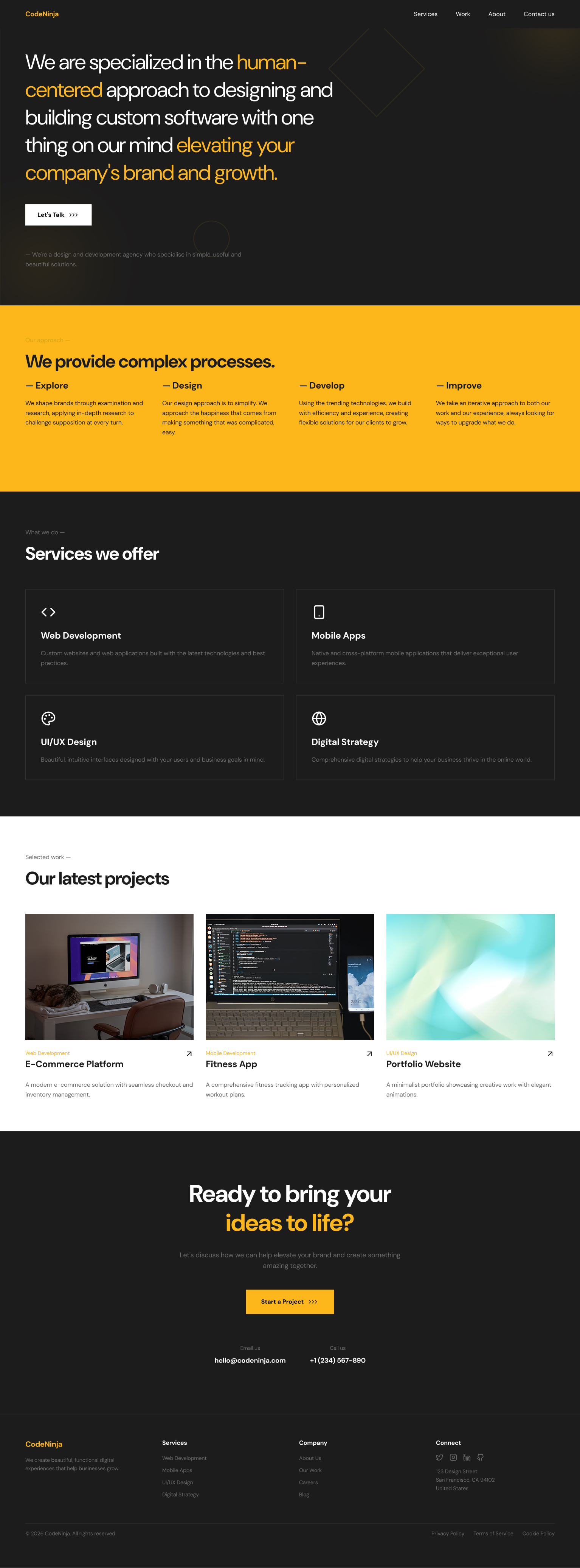 CodeNinja website, desktop view