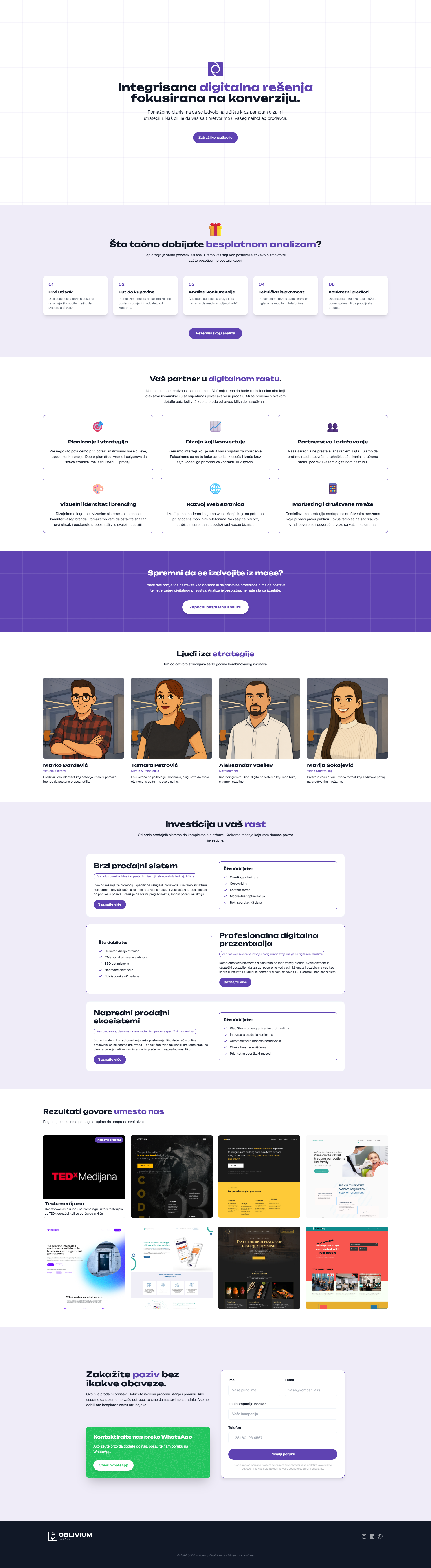 Oblivium Agency website, desktop view