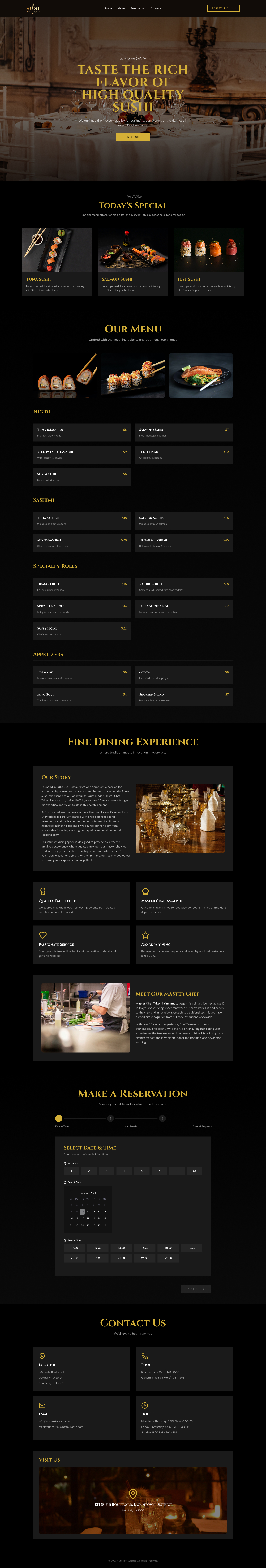 Senyu Fine Dining website, desktop view