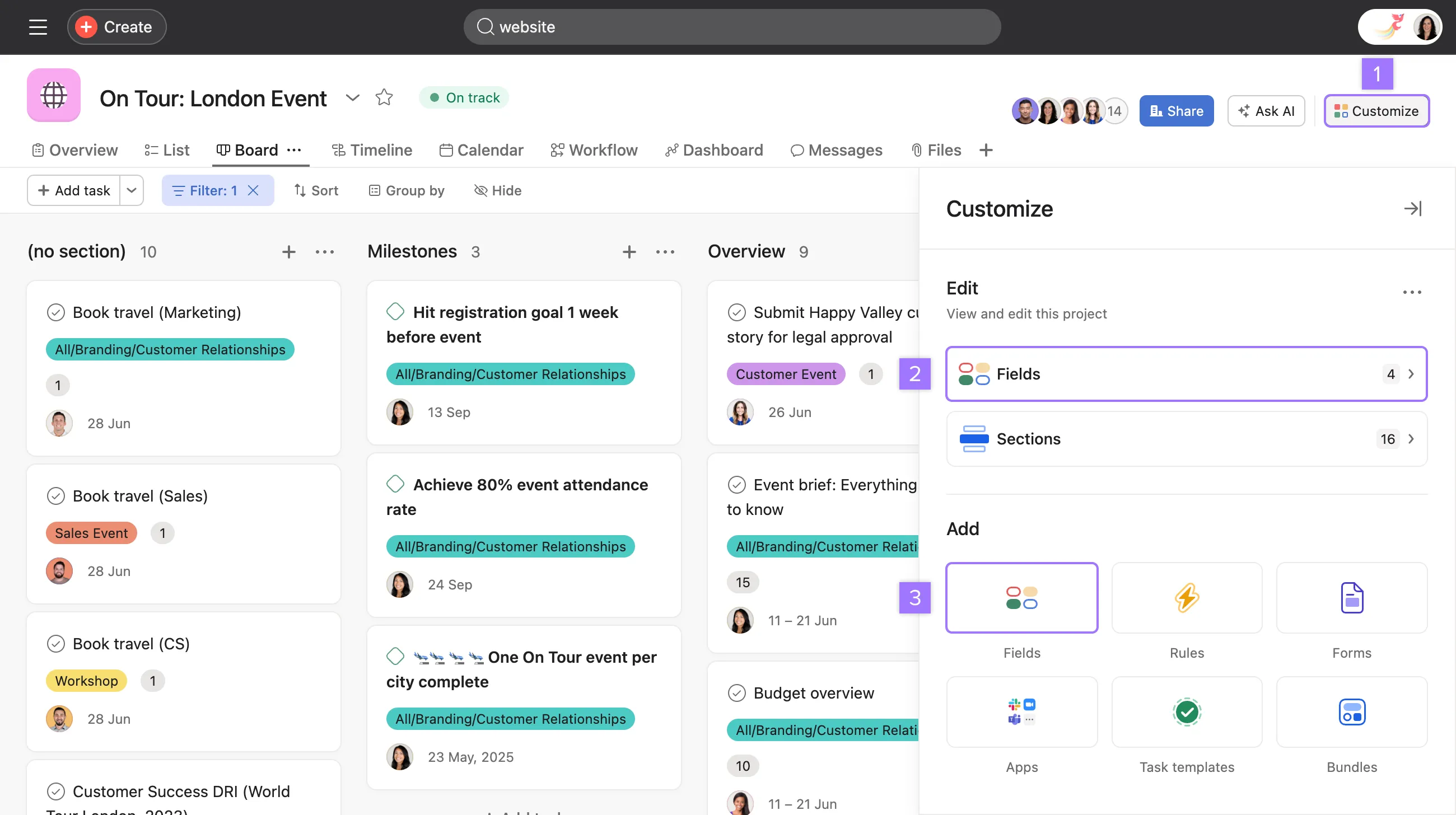 Asana interface
