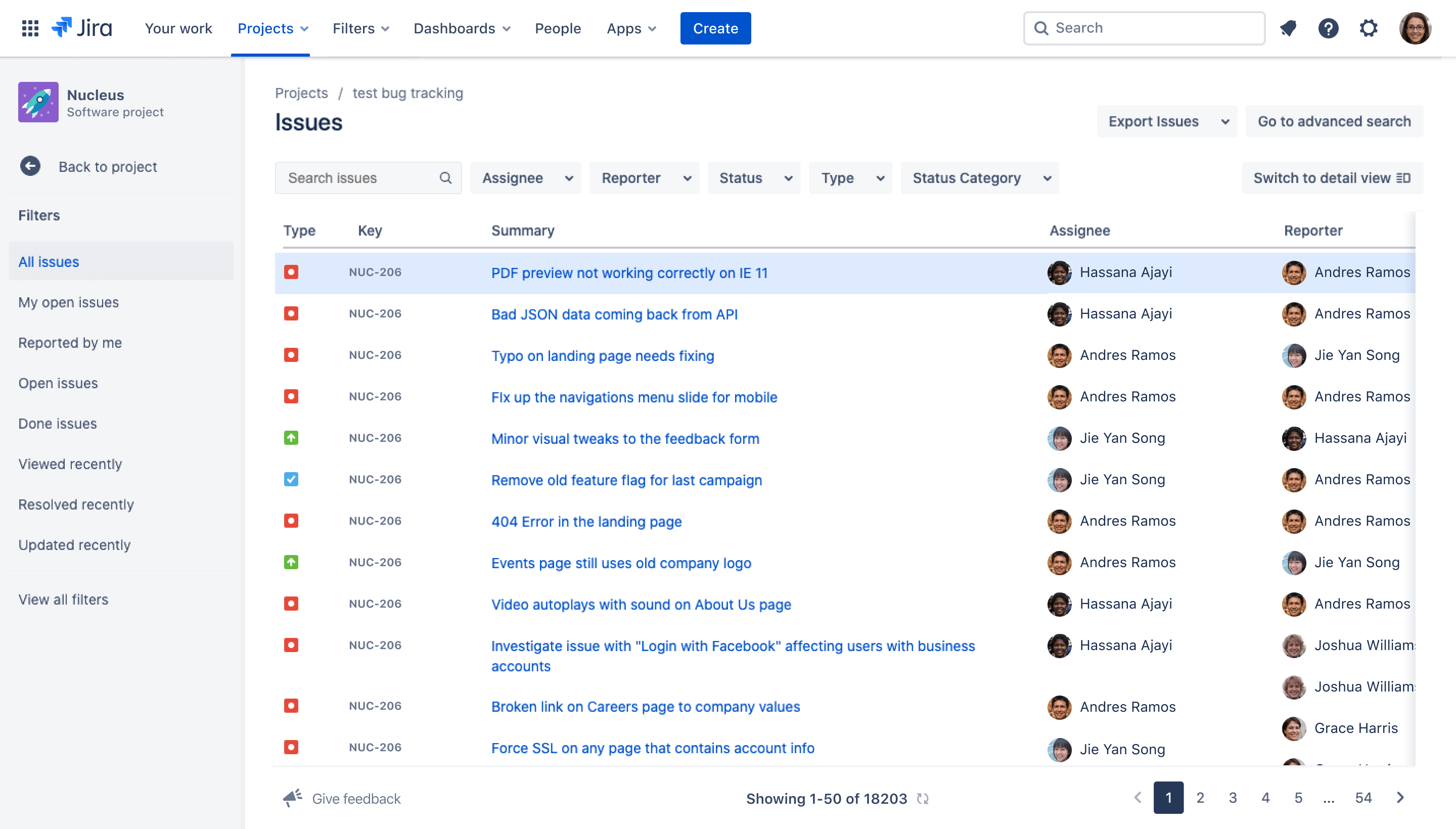 Jira interface