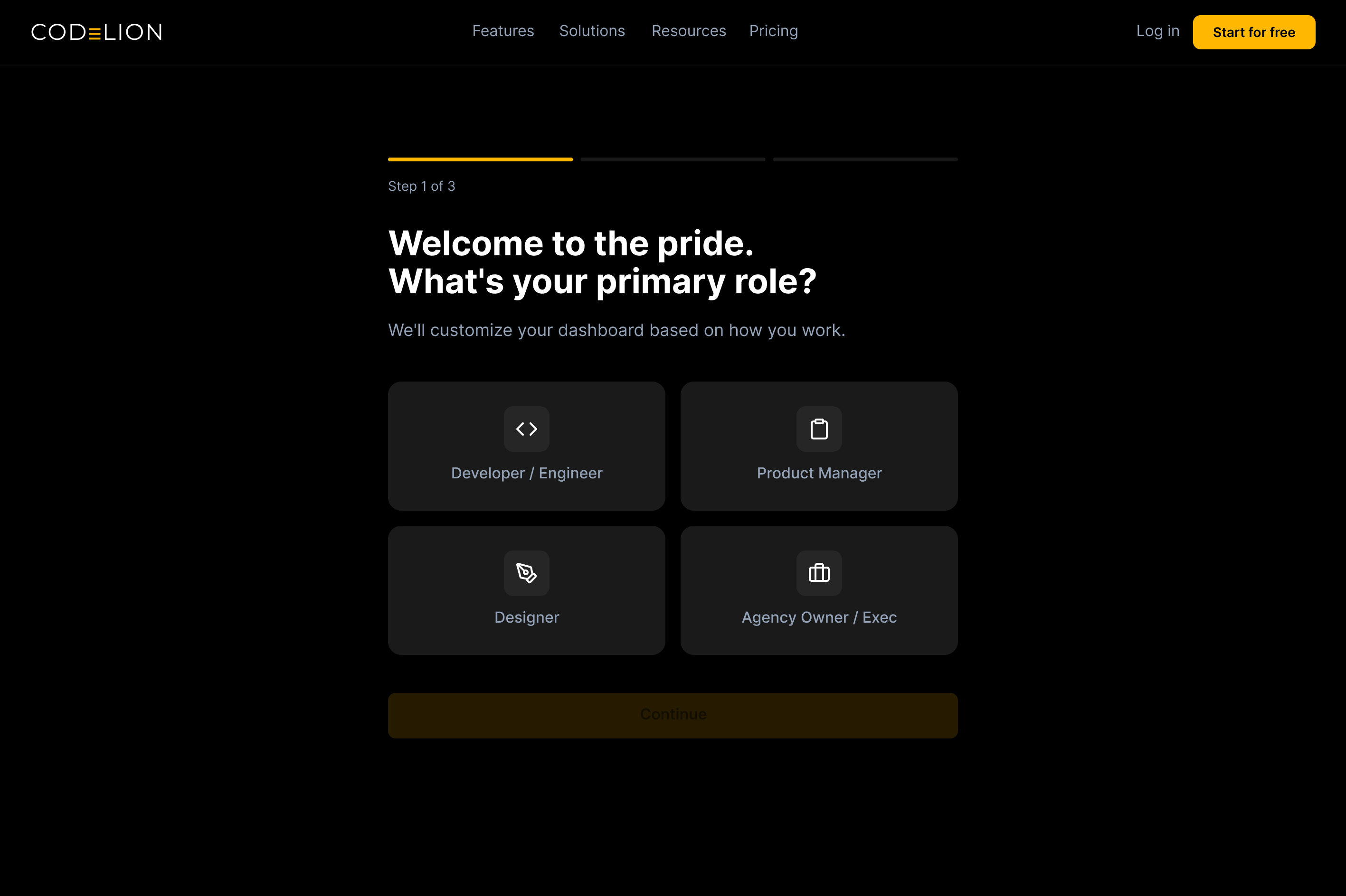 Role Selection screen