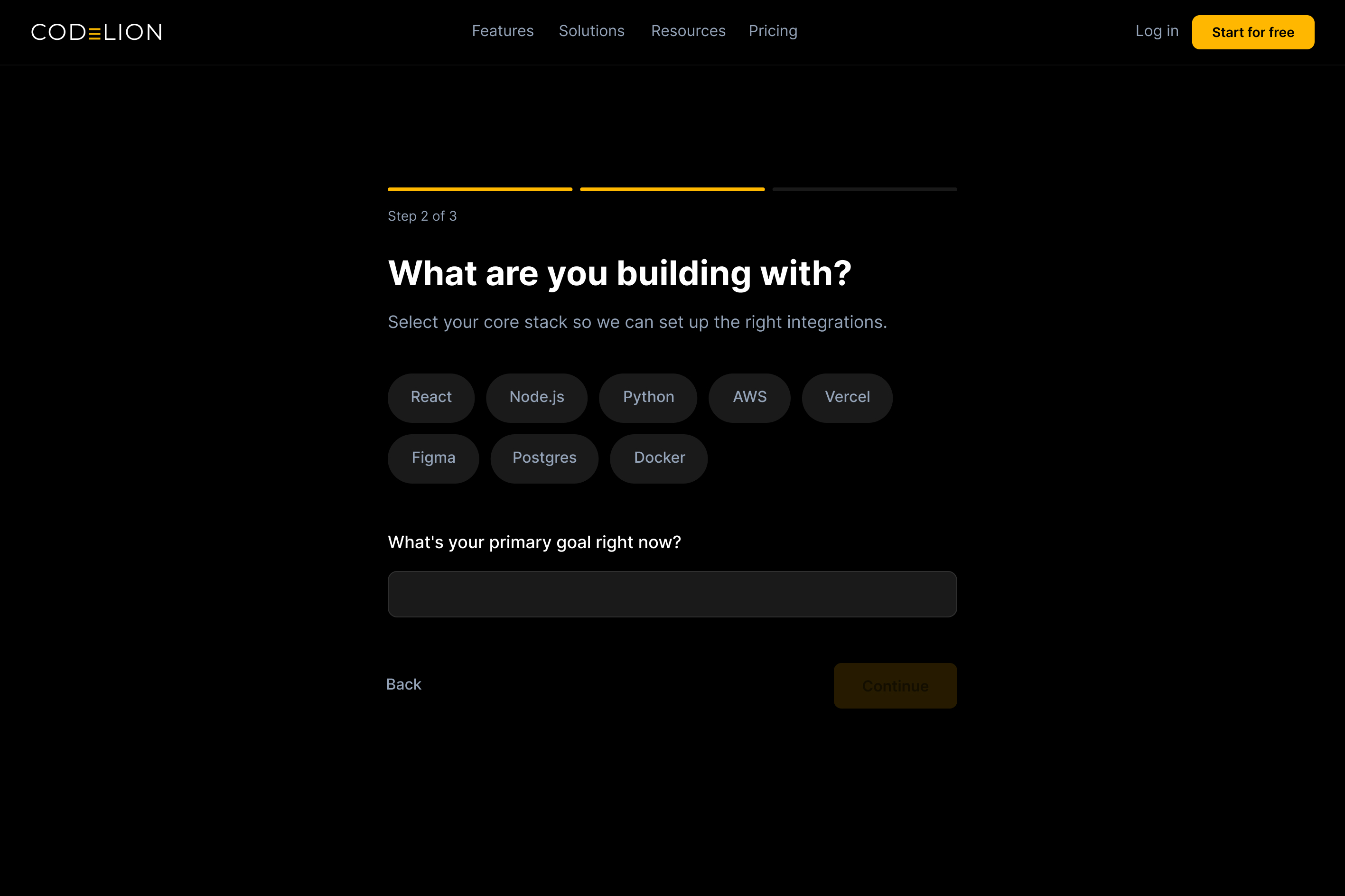 Screen 4: Tech Stack Selection