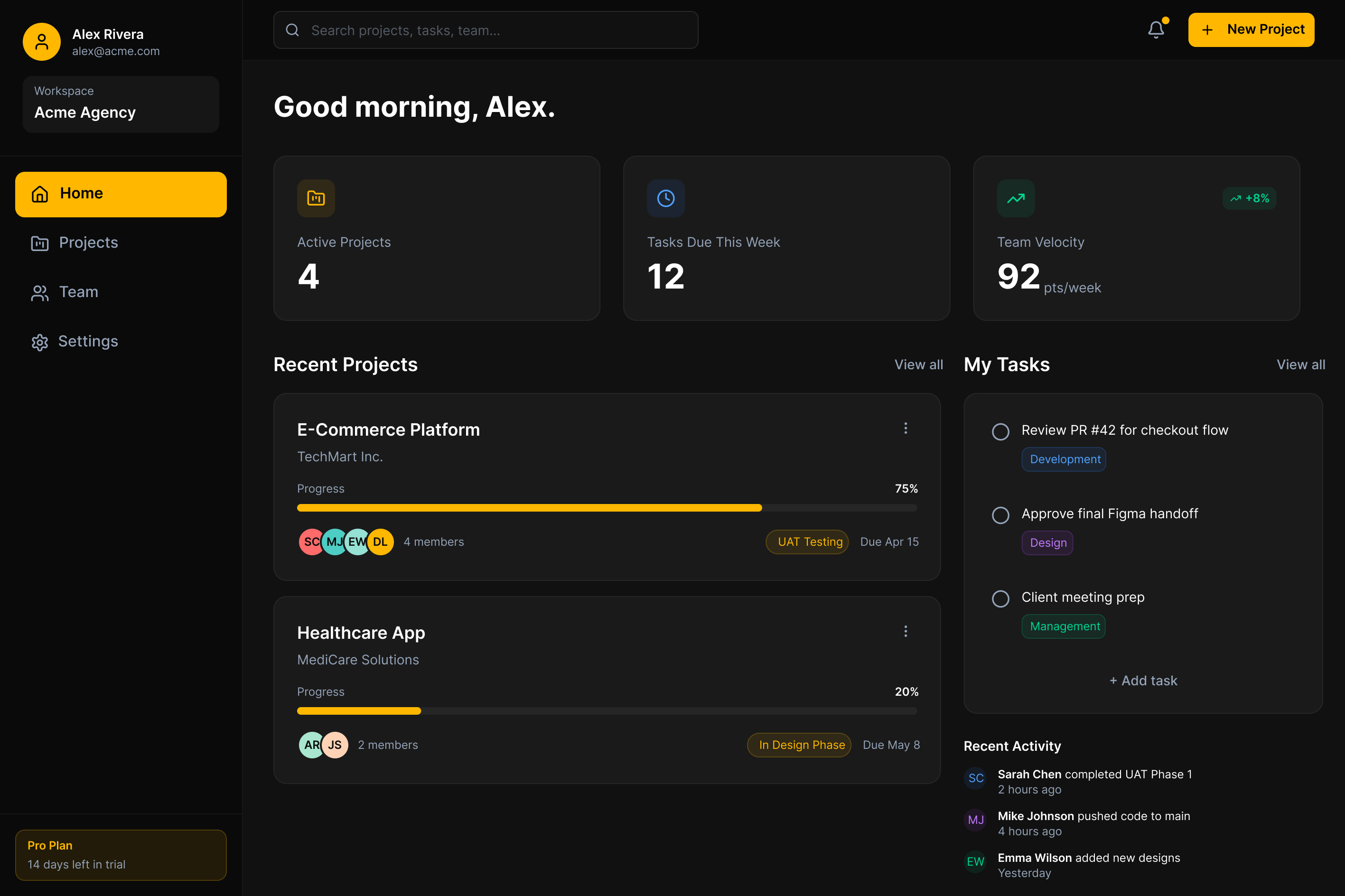 Screen 8: Filled Dashboard
