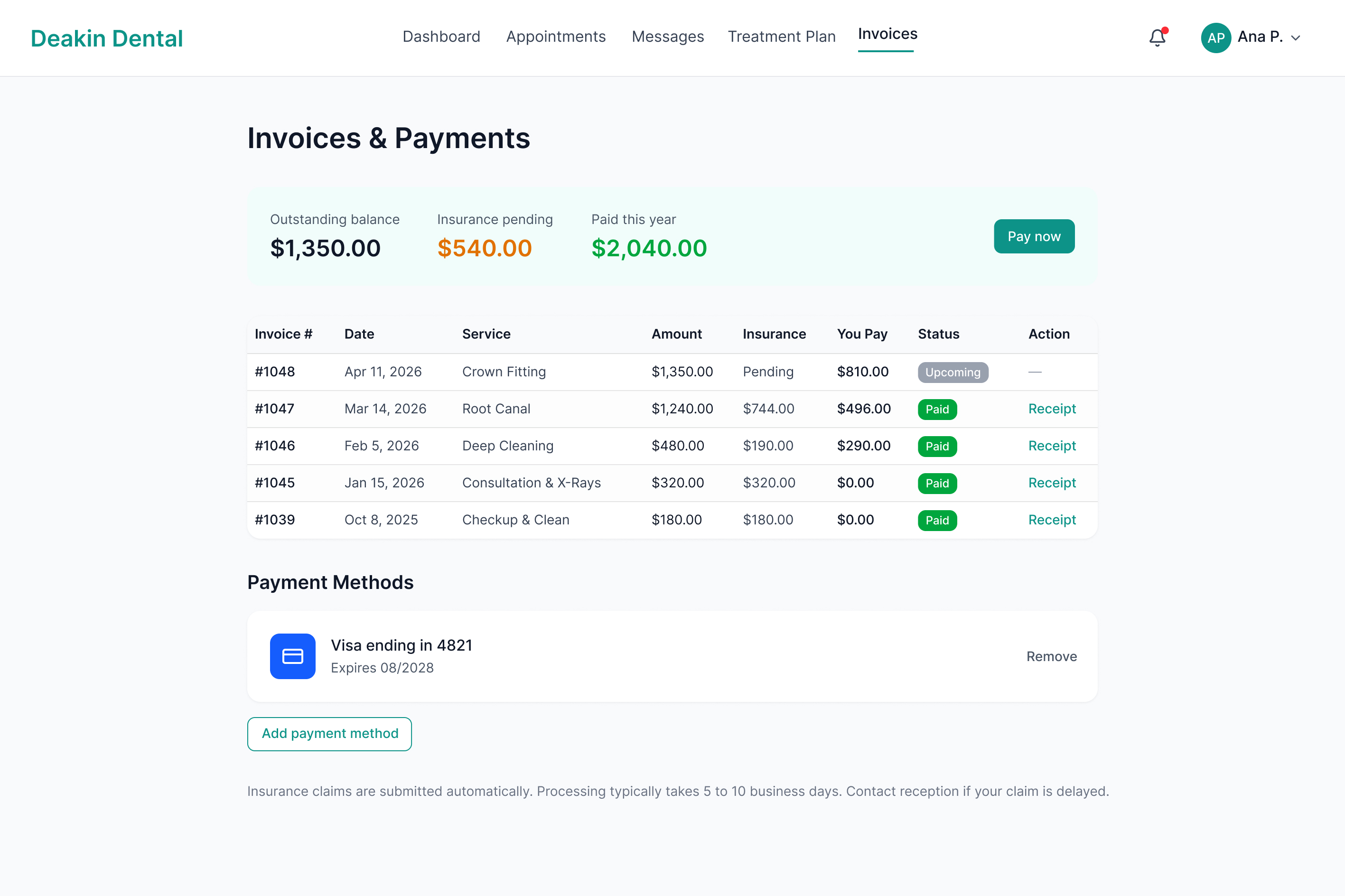 Screen 7: Invoices & Payments