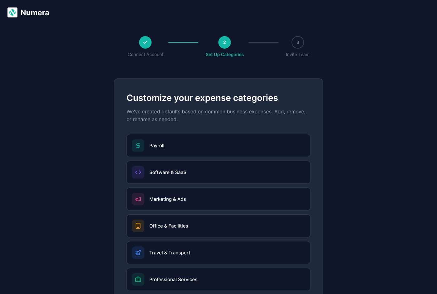 Screen 10, Onboarding: Set Up Categories