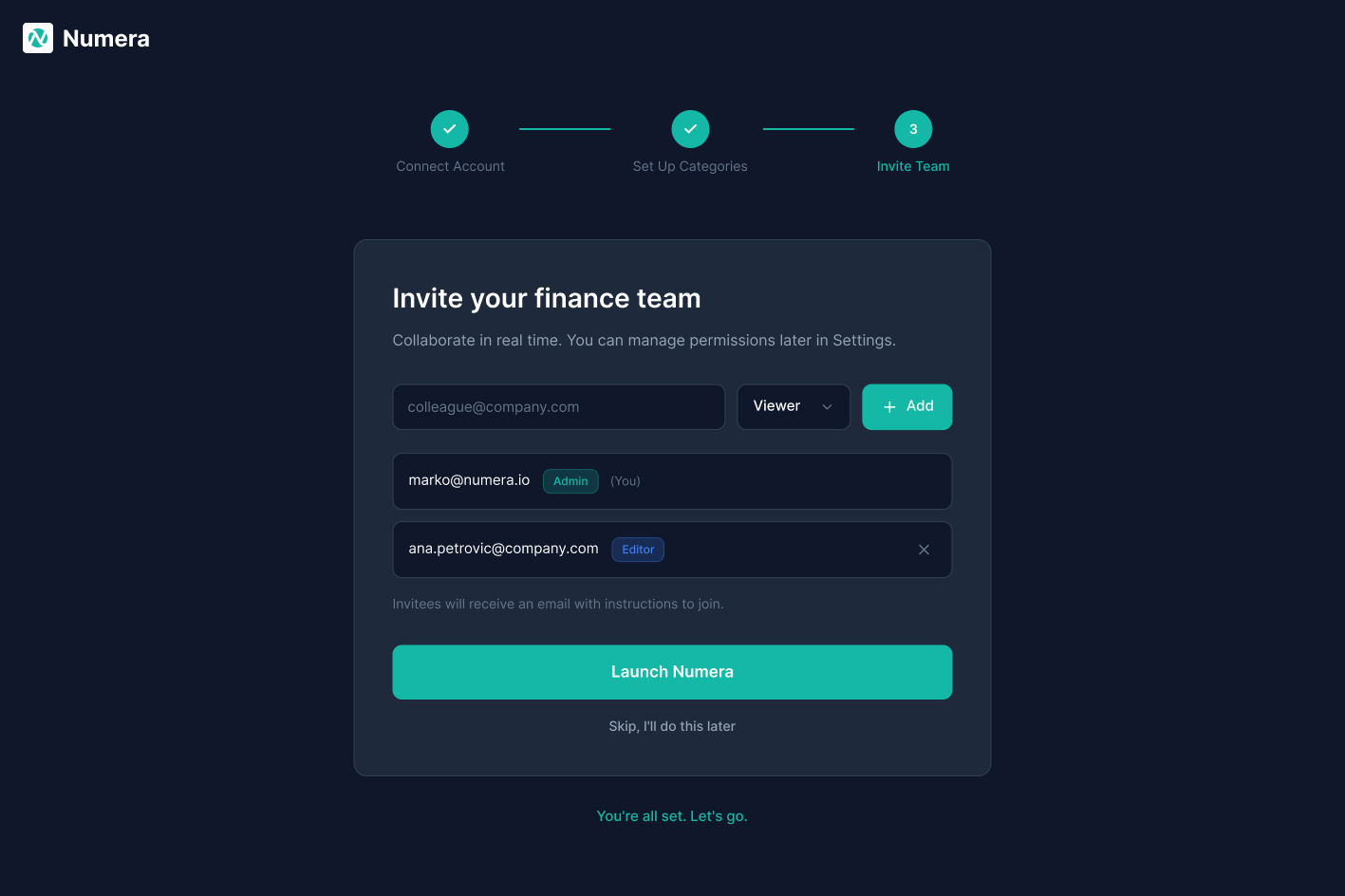 Screen 11, Onboarding: Invite Team