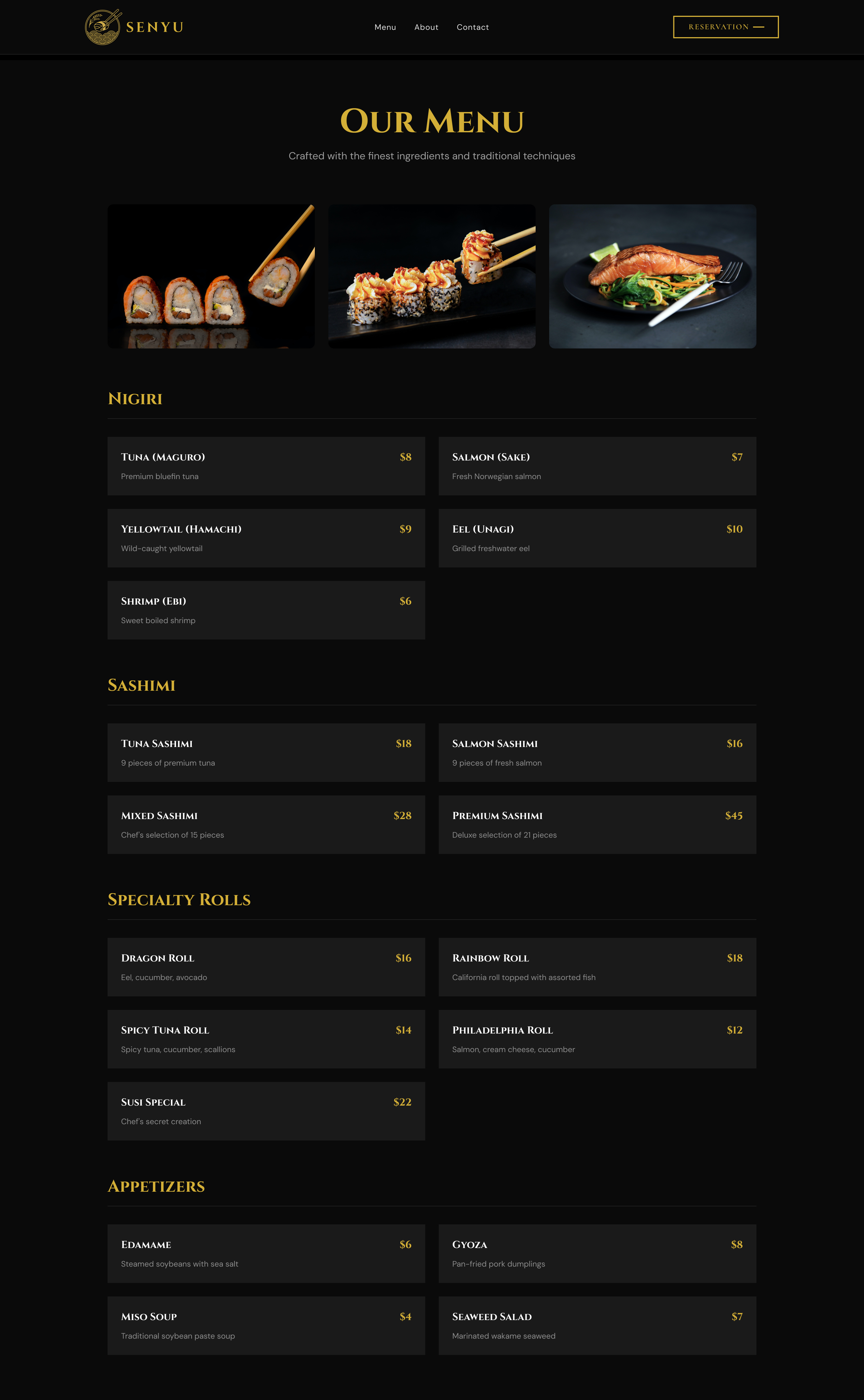 Screen 2, Menu page
